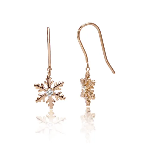 Boucles d'Oreilles pendantes Flocon d'Amour Diamants  0.06ct en Or blanc