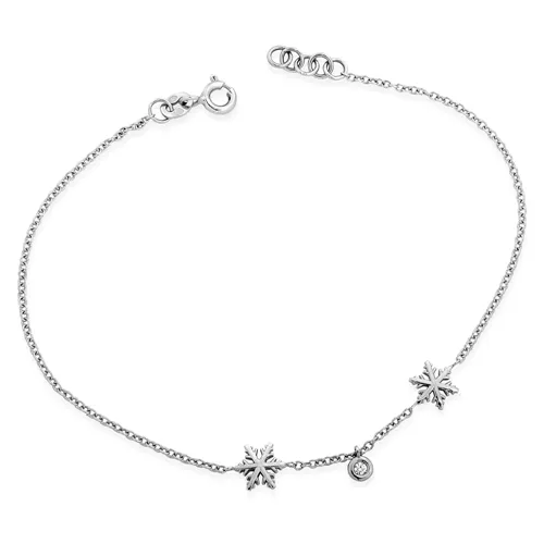 Bracelet Flocons d'Amour Diamant 0.015ct en Or Blanc