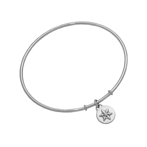 Bracelet médaille Flocon d'Amour Diamant 0.02ct en Or blanc