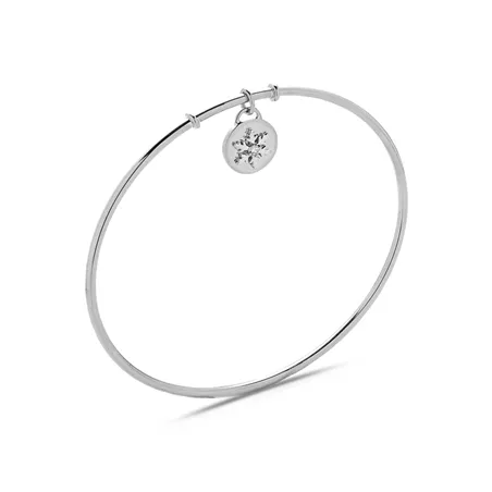 Bracelet médaille Flocon d'Amour Diamant 0.02ct en Or blanc