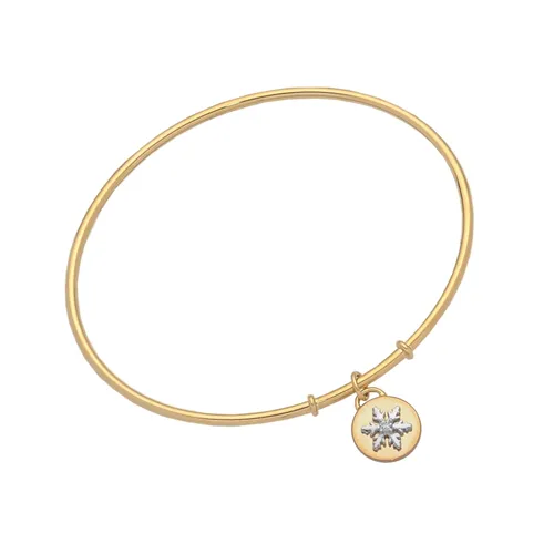 Bracelet médaille Flocon d'Amour Diamant 0.02ct en Or blanc