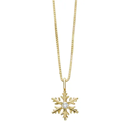 Collier flocon or jaune et diamant 0.03ct