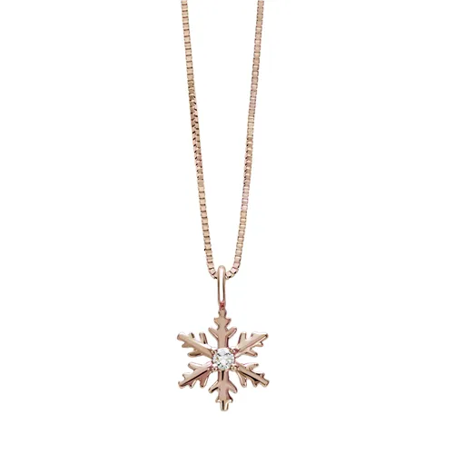 Collier flocon or blanc et diamant 0.03ct