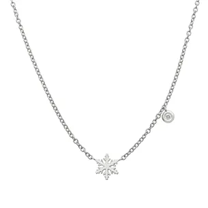 Collier Flocon d'Amour Diamant 0.015ct en Or blanc