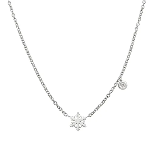 Collier Flocon d'Amour Diamant 0.015ct en Or blanc