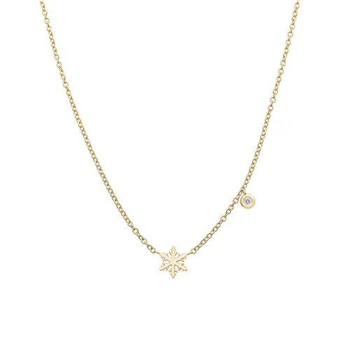 Collier Flocon d'Amour Diamant 0.015ct en Or jaune