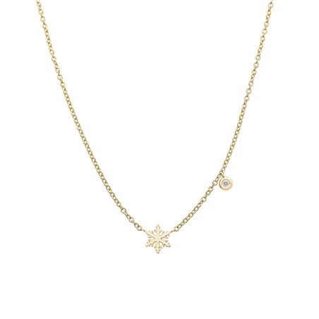 Collier Flocon d'Amour Diamant 0.015ct en Or jaune