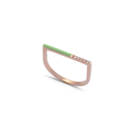 Bague Alissa en Or Rose 750 mill. vert sertie de Diamants 0.02ct.