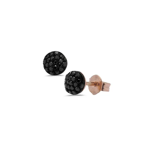 Boucles d'Oreilles une Base Céramique en Or Rose 750 mill. serties de Diamants Noirs 0.50ct. 