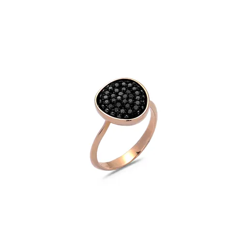 Bague sur une base céramique en Or Rose sertie de Diamants Noirs 0.38ct. 