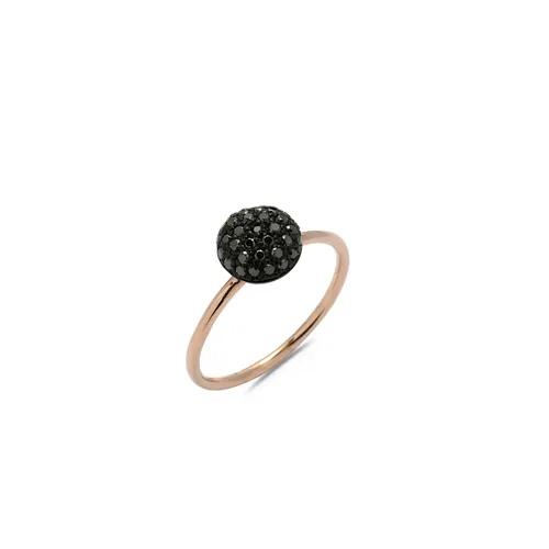 Bague sur une base céramique en Or Rose sertie de Diamants Noirs 0.35ct.