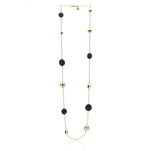 Collier en Or Jaune 750 mill. serti 5 éléments Diamants Noirs de 60cm