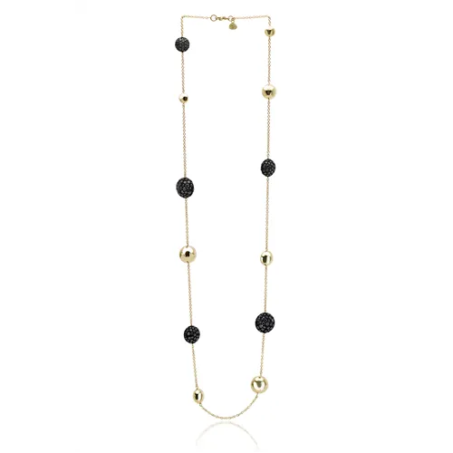 Collier en Or Jaune 750 mill. serti 5 éléments Diamants Noirs de 60cm