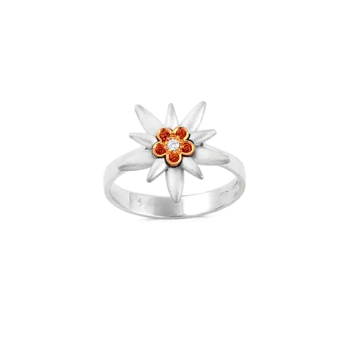 Bague Edelweiss en Or Jaune 750 mill. et Argent 925 mill. sertie de Citrines 0.07ct et Diamant 0.02ct