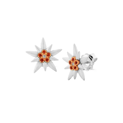 Boucles d'Oreilles en Or Jaune et Agent serties de Citrines 0.14ct et Diamants 0.03ct