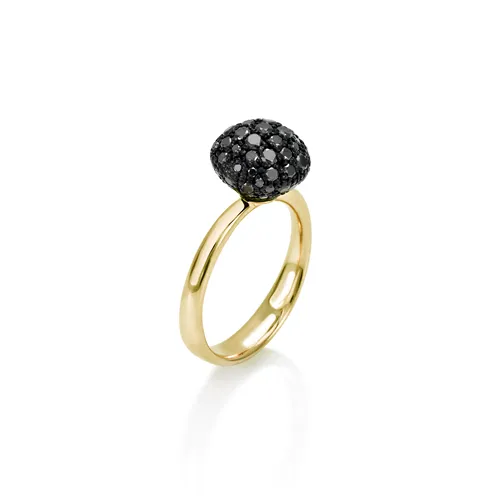 Bague Boule de Neige en Or blanc 750 mill. sertie de Diamants Noirs 2.15ct.