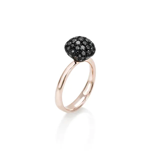 Bague Boule de Neige en Or blanc 750 mill. sertie de Diamants Noirs 2.15ct.