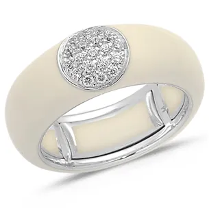 Bague Émail Bleu Clair sertie de Diamants 0.22ct. en Or 750 mill. Blanc 2