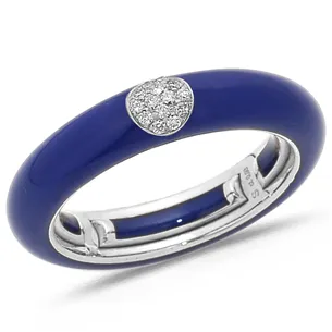 Bague Émail Orange sertie de Diamants 0.07ct. en Or 750 mill. Blanc 2