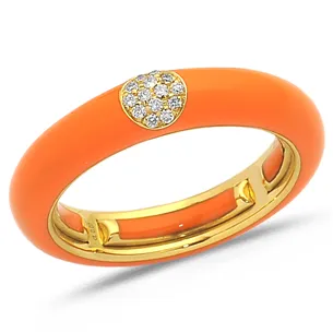 Bague Émail Noir sertie de Diamants 0.07ct. en Or 750 mill. Jaune 2