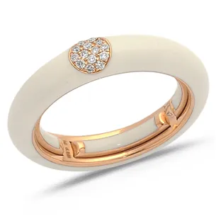 Bague Émail Marron sertie de Diamants 0.07ct. en Or 750 mill. Rose 2