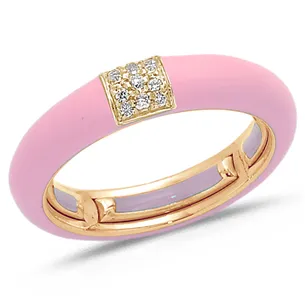 Bague Émail Bleu sertie de Diamants 0.08ct. en Or 750 mill. Rose 2
