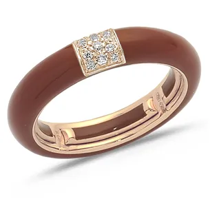 Bague Émail Noir sertie de Diamants 0.08ct. en Or 750 mill. Rose 2