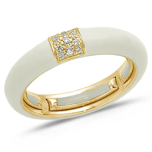 Bague Émail Noir sertie de Diamants 0.08ct. en Or 750 mill. Jaune