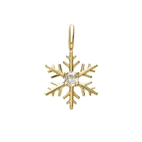 Pendentif Flocon d'Amour en Or jaune 750 mill. serti d'un Diamant 0.10ct.