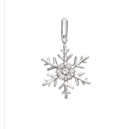 Pendentif Flocon d'Amour en Or blanc 750 mill. serti d'un Diamant 0.13ct.