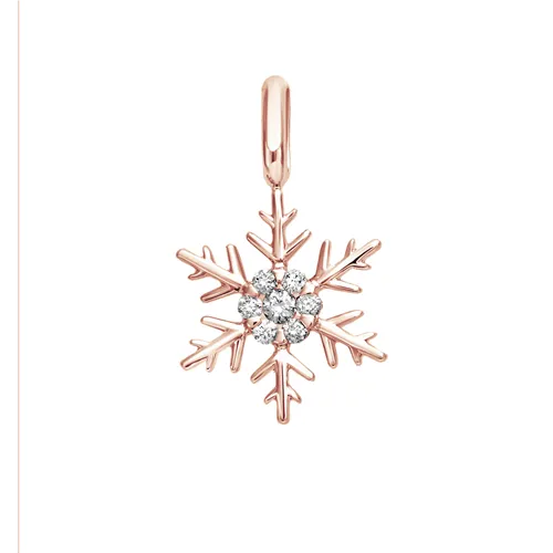 Pendentif Flocon d'Amour en Or rose 750 mill. serti d'un Diamant 0.13ct.