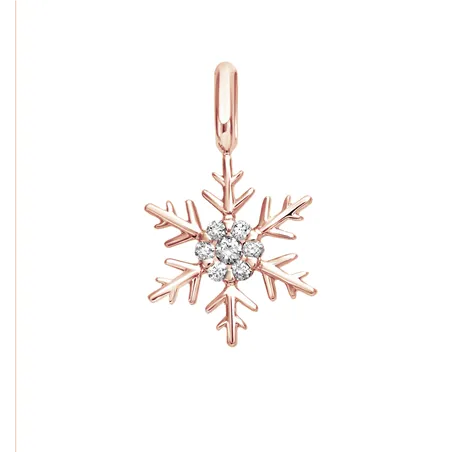 Pendentif Flocon d'Amour en Or rose 750 mill. serti d'un Diamant 0.13ct.