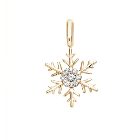 Pendentif Flocon d'Amour en Or jaune 750 mill. serti d'un Diamant 0.13ct.