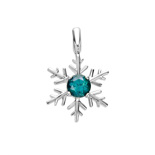 Pendentif Flocon d'Amour en Or blanc 750 mill. serti d'une Topaze Paraiba 4mm.