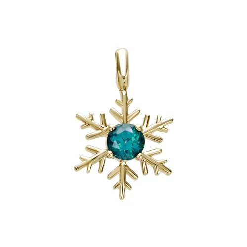 Pendentif Flocon d'Amour en Or blanc 750 mill. serti d'une Topaze Paraiba 4mm.