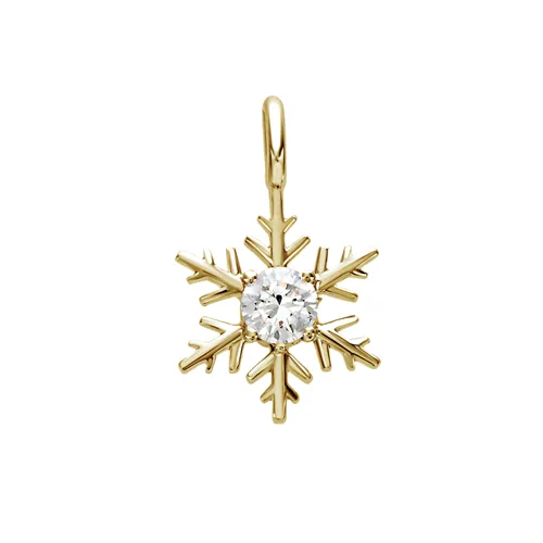 Pendentif Flocon d'Amour en Or jaune 750 mill. serti d'un Diamant 0.25ct.