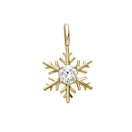 Pendentif Flocon d'Amour en Or jaune 750 mill. serti d'un Diamant 0.25ct.