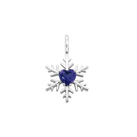 Pendentif Flocon d'Amour en or blanc 750 mm avec iolite en forme de cœur de 5 mm.