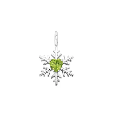 Pendentif Flocon d'Amour en or blanc 750 mm avec peridot en forme de cœur de 5 mm.