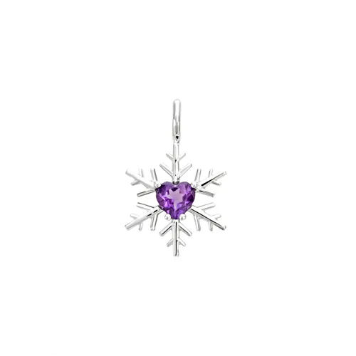 Pendentif Flocon d'Amour en or blanc 750 mm avec amethyste en forme de cœur de 5 mm.