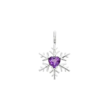 Pendentif Flocon d'Amour en or blanc 750 mm avec amethyste en forme de cœur de 5 mm.