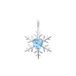 Pendentif Flocon d'Amour en or blanc 750 mm avec topaz bleue en forme de cœur de 5 mm.