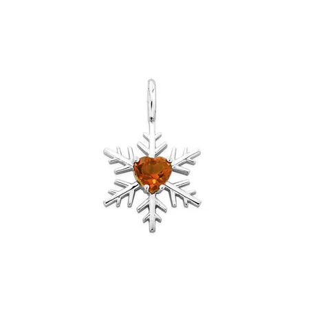 Pendentif Flocon d'Amour en or blanc 750 mm avec citrine en forme de cœur de 5 mm.