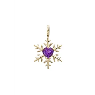 Pendentif Flocon d'Amour en Or Jaune 750 mill. serti e pierres Cœur 5mm.