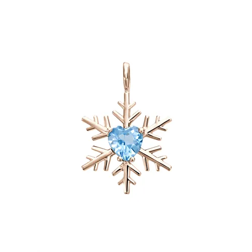 Pendentif Flocon d'Amour en Or Rose 750 mill. serti e topaz Cœur 5mm.