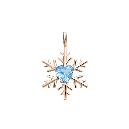 Pendentif Flocon d'Amour en Or Rose 750 mill. serti e topaz Cœur 5mm.