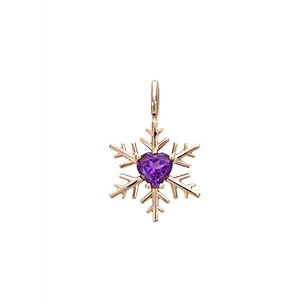 Pendentif Flocon d'Amour en Or Rose 750 mill. serti amethyste Cœur 5mm.