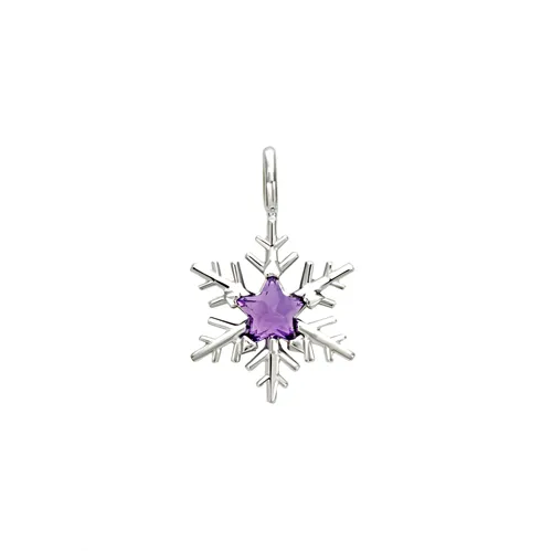 Pendentif Flocon d'Amour en Or Blanc 750 mill. serti d'une rhodolite Star 4mm.