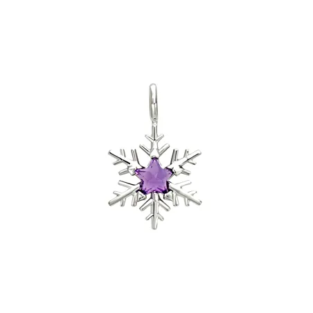 Pendentif Flocon d'Amour en Or Blanc 750 mill. serti d'une amethyste Star 4mm.