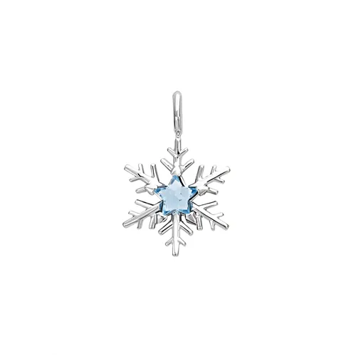 Pendentif Flocon d'Amour en Or Blanc 750 mill. serti d'une topaz blue Star 4mm.